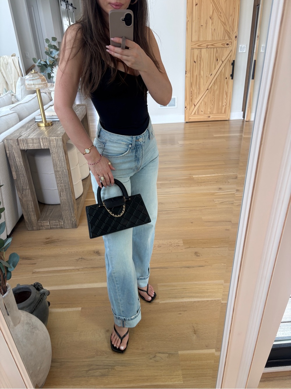Tory Burch Black Quilted east-west bag